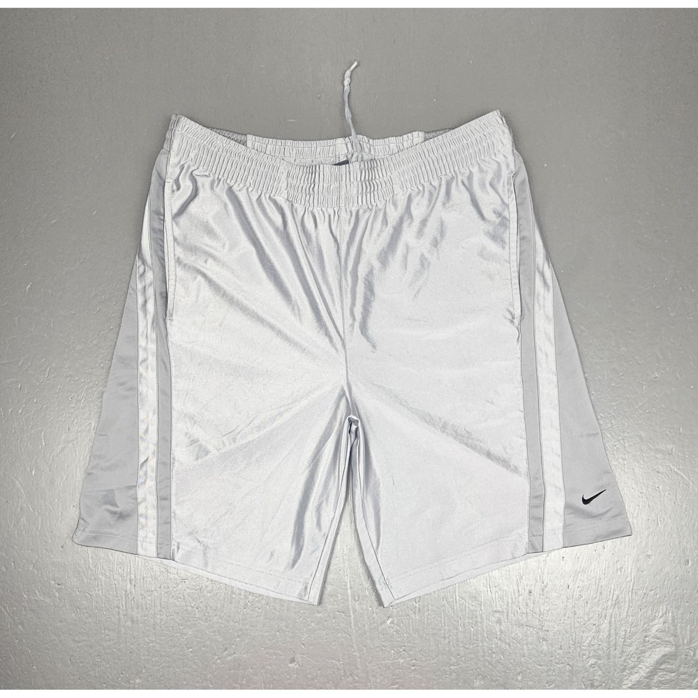Vintage Nike Basketball Shorts Mens Medium White Dazzel Swoosh Pocketed Athletic